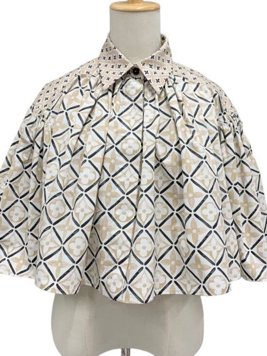 Louis Vuitton Tops - Louis Vuitton By The Pool Blouse Shirt Cotton Beige Monogram Cape